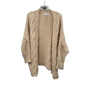 She + Sky Knit Cardigan Open Front Long Dolman Sleeves Cream One Size Fits All